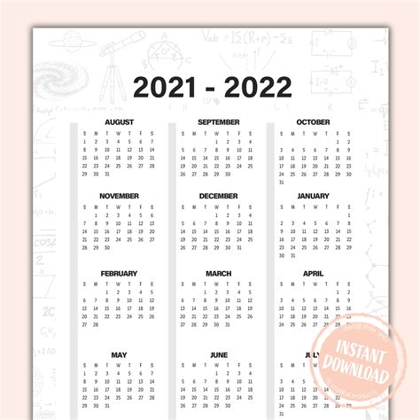 2021 2022 School Year Calendar Digital Planner Page Etsy Gambaran