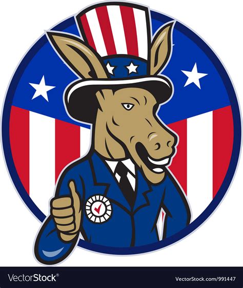 Democrat Donkey Mascot Thumbs Up Flag Royalty Free Vector