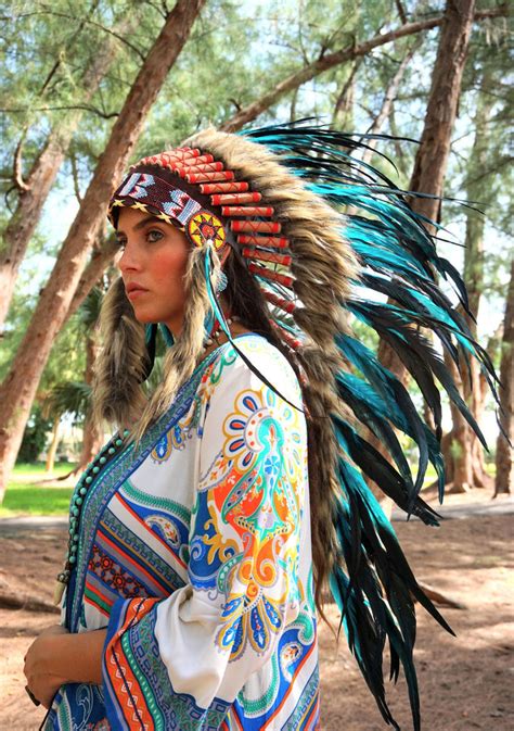 Aqua Indian Headdress 95cm Indian Headdress Novum Crafts