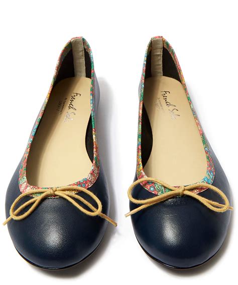 French Sole Navy Classic Leather Ballet Flats In Blue Lyst