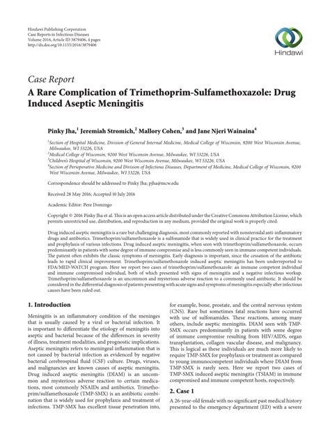 PDF A Rare Complication Of Trimethoprim Sulfamethoxazole Drug