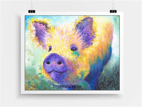 Pig Art On Canvas Or Paper Farm Animal Print Pig Ts For Etsy