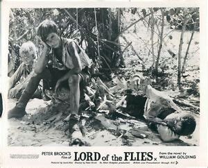The boys go on the monster hunt, and leave piggy behind to take care of the smaller boys. LORD OF THE FLIES ORIGINAL 1963 LOBBY CARD JAMES AUBREY ...