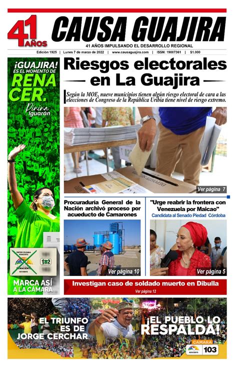 Causa Guajira 40 Años Impulsando El Desarrollo Regional El Periódico De Mayor Tradición En El