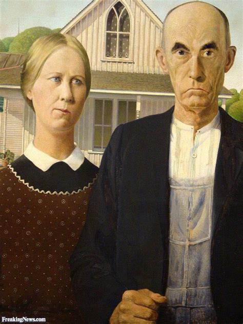 Painting Of Old Farm Couple With Pitchfork See More On Silenttool Wohohoo