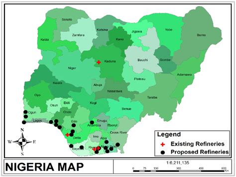 Map Of Nigeria Showing The Existing And Proposed Refineries Rivers