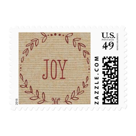 Rustic Red Wreath Holiday Stamp Zazzle