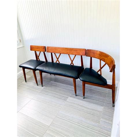 Complete with accenting gold legs and quilting along the back and arm. Mid Century Dining Bench Corner Banquette Chairs- 3 Pieces | Chairish
