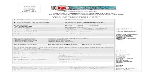 Turkish Visa Application Form