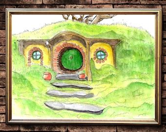 Bag End Painting The Shire Hobbit Hole The Hobbit Home Lord Of Etsy