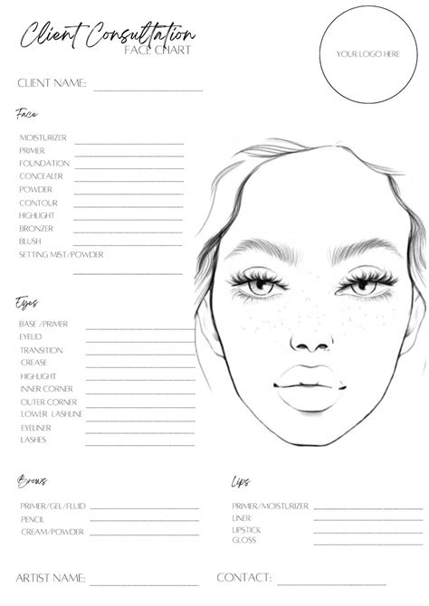 Makeup Face Chart Face Chart Practice Sheets Printable Make Up Practice Sheets Blank Face