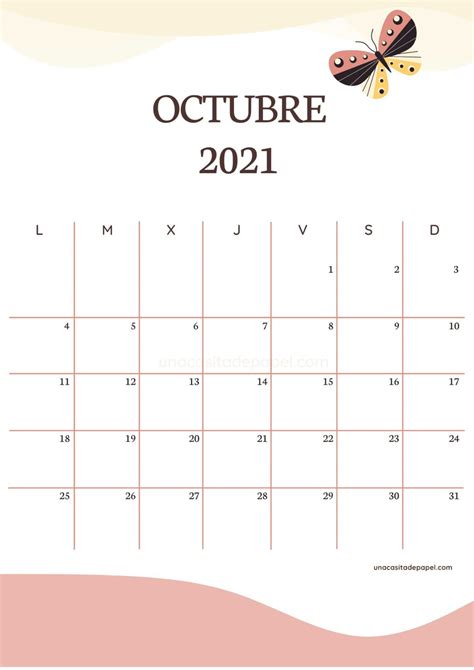 Calendarios Octubre 2022 ️ Para Imprimir Gratis