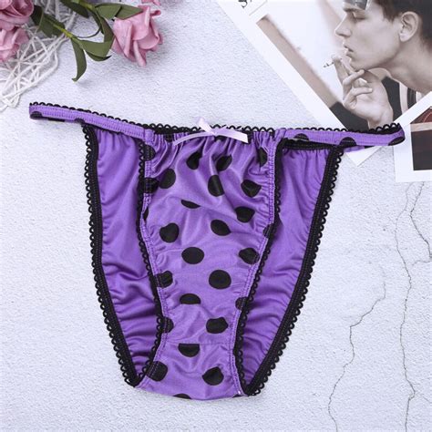 Men Polka Dots Sissy Pouch Panties Bikini Briefs Sexy Thong Underwear