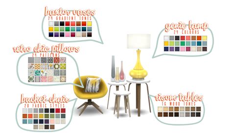 My Sims 4 Blog Updated Mid Century Eclectic Object Set By Peacemaker