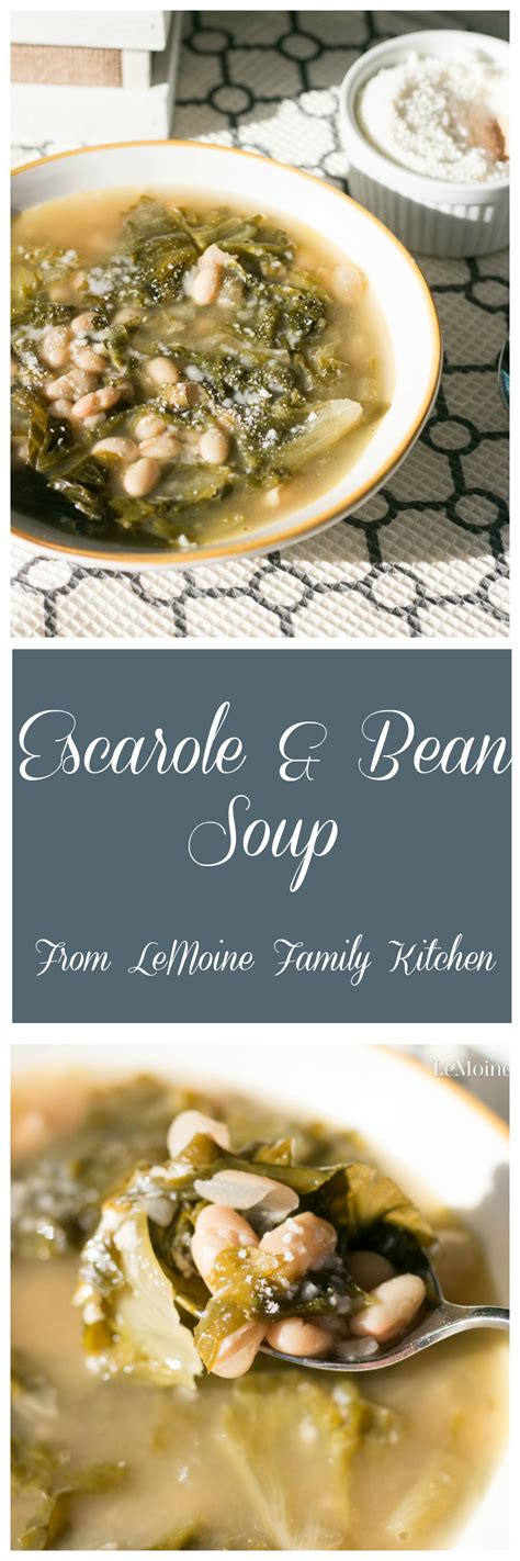 Add chicken broth and beans. Escarole & Bean Soup - LeMoine Family Kitchen