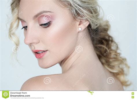 Beautiful Woman With Blue Eyes Stock Photo Image Of Soft Leisure
