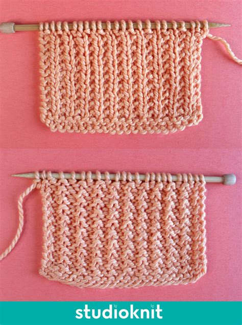 Broken Rib Stitch Knitting Pattern For Beginners Studio Knit