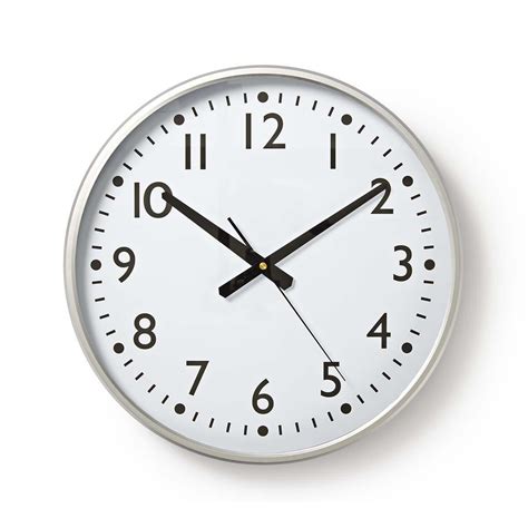 Wall Clock Diameter 380 Mm Plastic Silver White