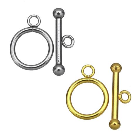 5 Round Stainless Steel Toggle Sets Bars Clasps Crafts Jewellery Making 16mm X 21mm Goldensilver