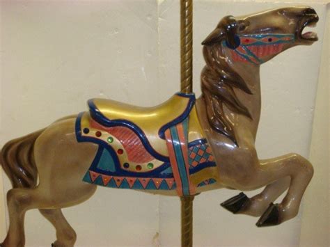 167 Replica Fiberglass Carousel Horse On Brass Pole Lot 167