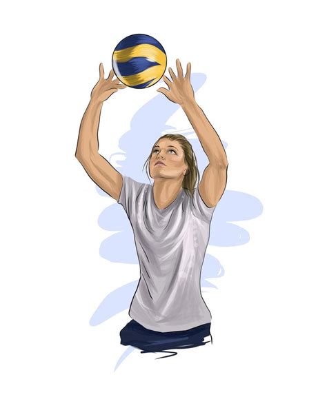 Abstract Volleyball Player Jumping From Splash Of Watercolors Colored Drawing Realistic