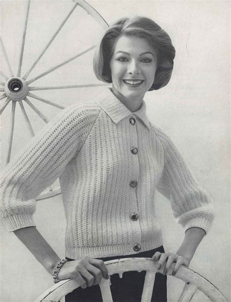 Brighton Brioche 1950s Knitting Collared Cardigan Sweater Jacket Top
