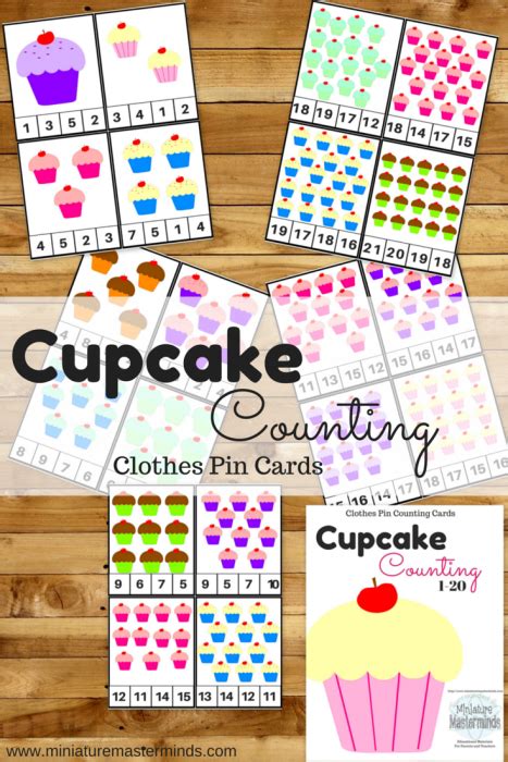 Cupcake Counting Clothes Pin Cards 1 20 Math Counting Preschool