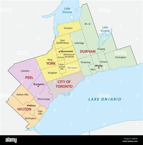 Carte De La Région Du Grand Toronto Image Vectorielle Stock Alamy