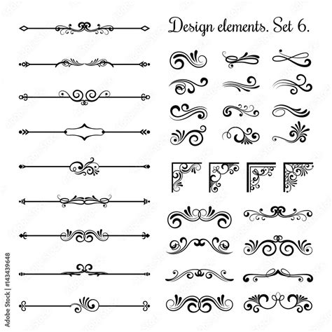 Ornamental Borders And Flourish Corners Royal Ornament Swirls Vector