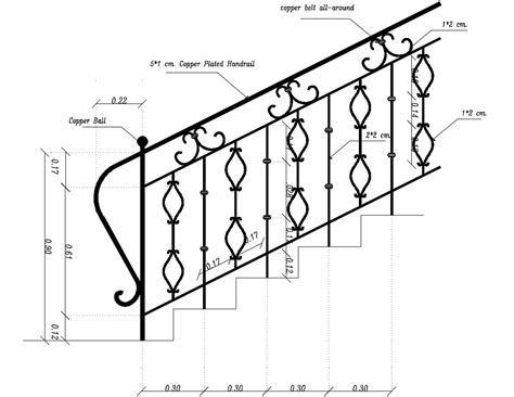 Indoor Stair Railings Autocad File Cadbull
