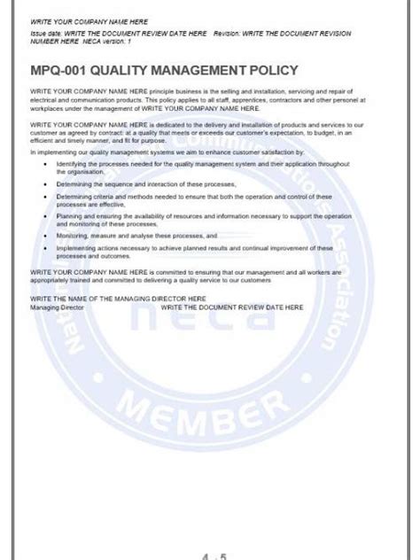 Safety Management Plan Neca Safety Specialists