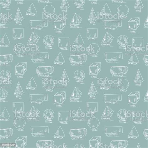 Vector Seamless Pattern Of Basic Geometric Shapes With Captions Stock