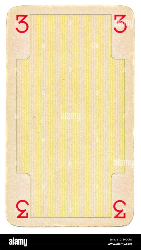 Empty Playing Card Paper Background With Number Three 3 And Line
