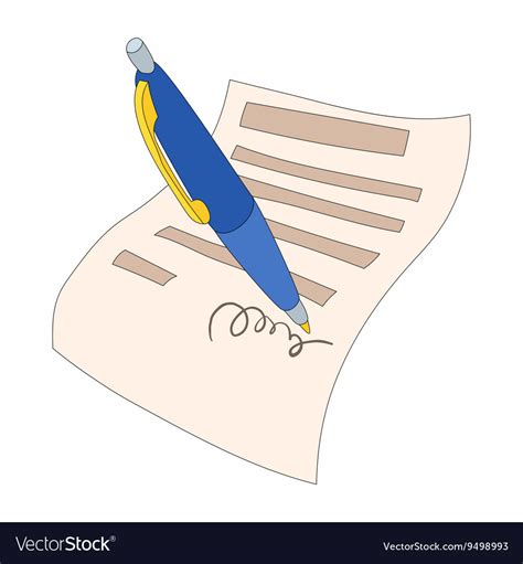 Document Is Signed Icon Cartoon Style Royalty Free Vector