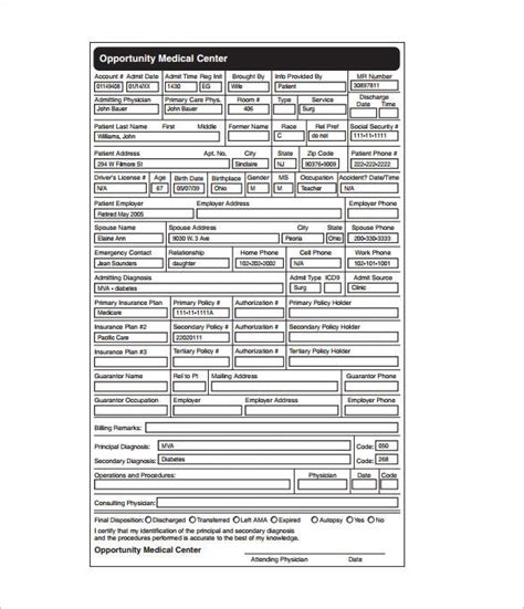 Medical Chart Template 10 Free Sample Example Format