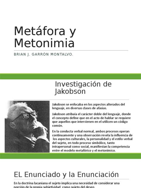 Metáfora Y Metonimia Pdf Jacques Lacan Metáfora