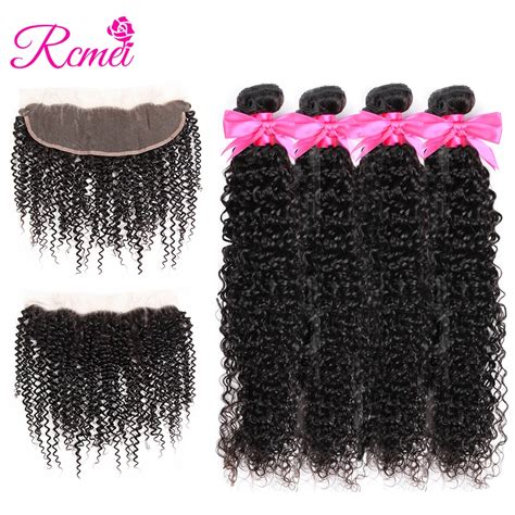 Rcmei Frontal With Bundles Mongolian Kiny Curly Bundles With X