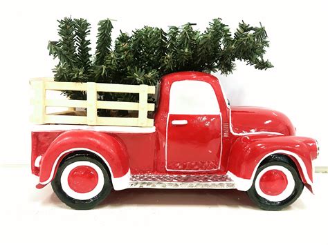 Holiday Time Antique Red Truck with Christmas Tree Table Top Christmas