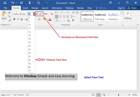 How To Change Font Size In Word Word Tutorial