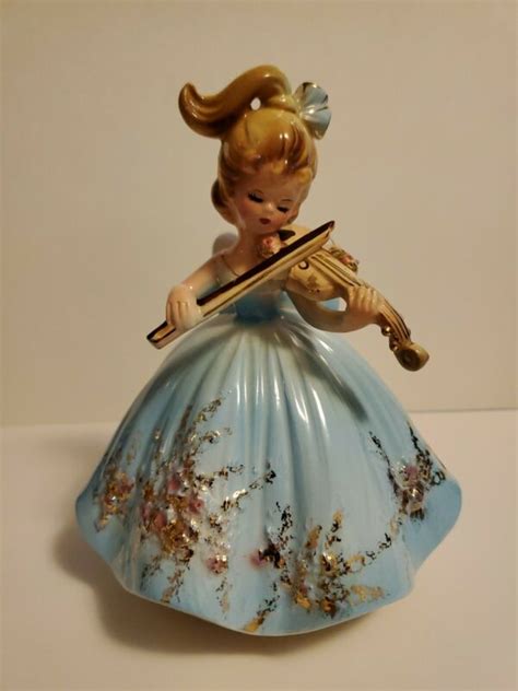 Josef Originals Musical Figurine Music Box 1971 Blue Violin Girl W