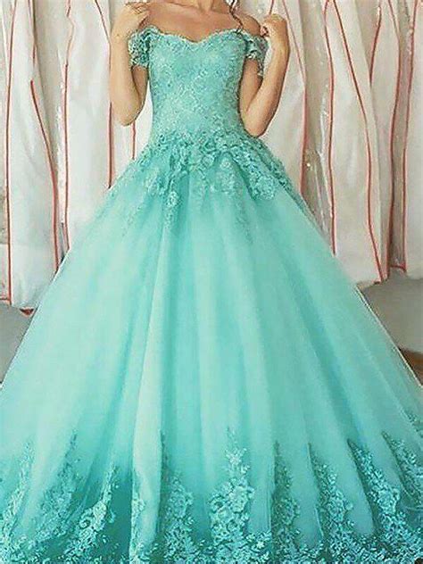 Floor Length Ball Gown Off The Shoulder Tulle Evening Dresses Save