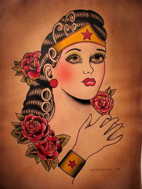 Classic Style Wonder Woman Tattoo Idea Love This Vintage Style