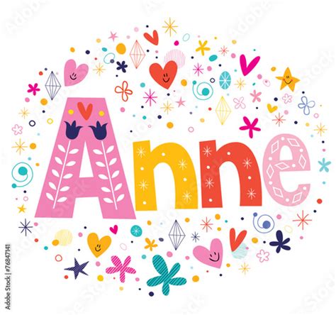 Anne Female Name Decorative Lettering Type Design Stock Image And