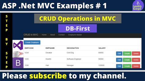 Asp Net Mvc Full Crud Operation Using Entity Framework Db First Crud Operations In Mvc Youtube
