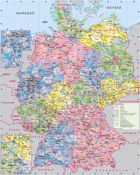 Large Administrative Map Of Germany With Roads And Cities Germany