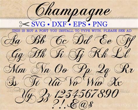 Champagne Script Svg Fancy Script Monogram Font Svg Dxf Eps Png