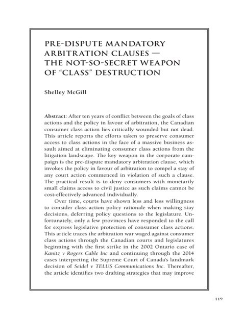 Pre Dispute Mandatory Arbitration Clauses Wlu