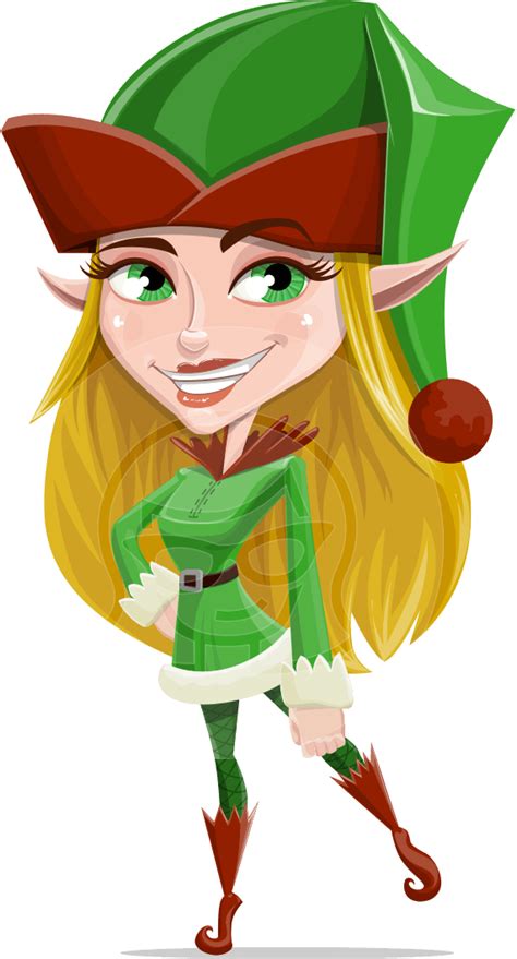 Female Christmas Elf Cartoon Vector Character Graphicmama Elf Cartoon Cartoons Vector