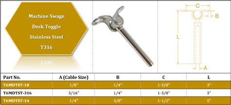 Stainless Steel Hand And Machine Swage Deck Toggle T316 — Cable Rail