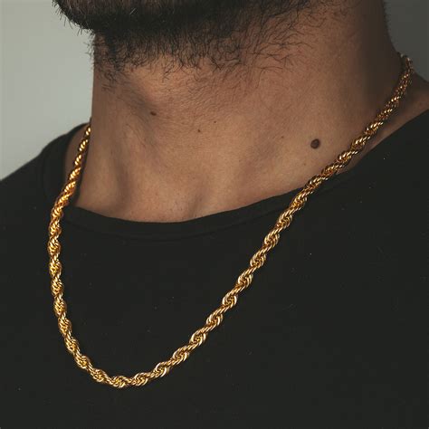 5mm 18k Gold Finish Rope Chain Helloice Jewelry